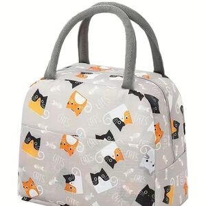 Orange and Black Cat Print Bag Accessories